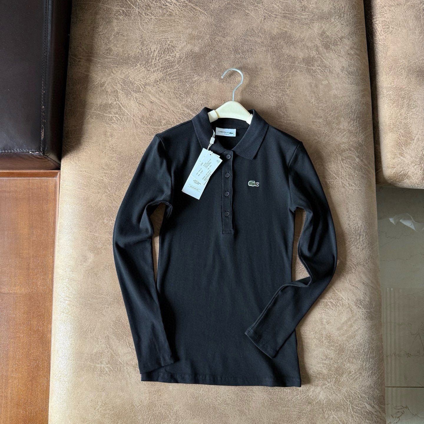 Camisa Polo Lacoste Feminina de manga longa canelada