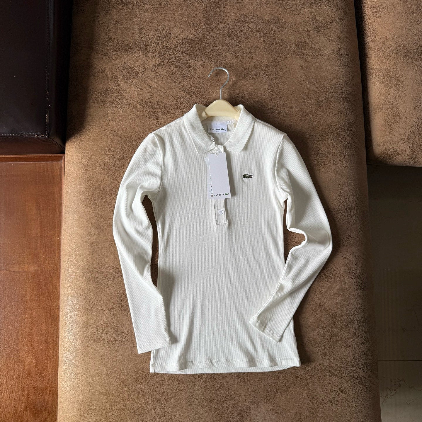 Camisa Polo Lacoste Feminina de manga longa canelada