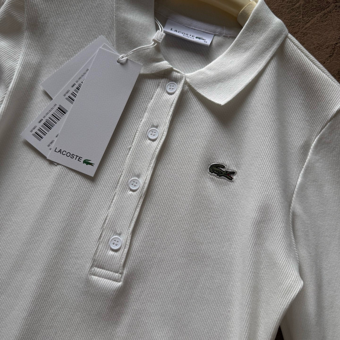 Camisa Polo Lacoste Feminina de manga longa canelada