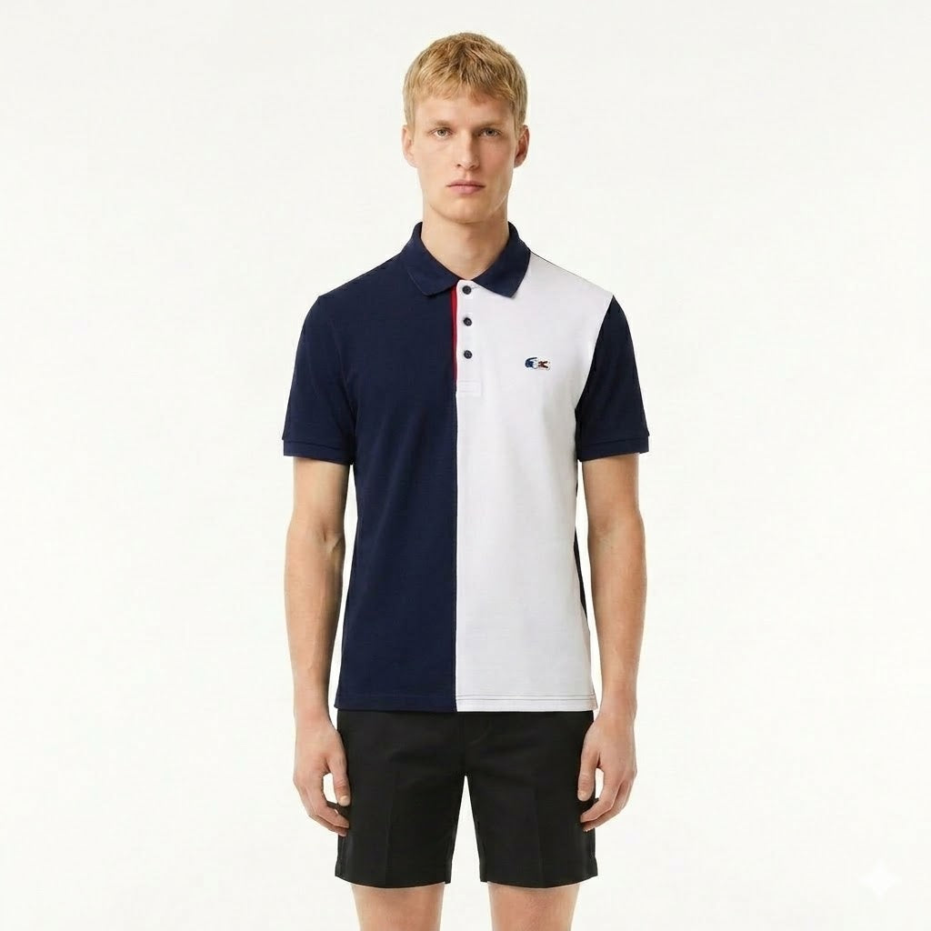 Polo Masculina Esportiva Bicolor em Algodão