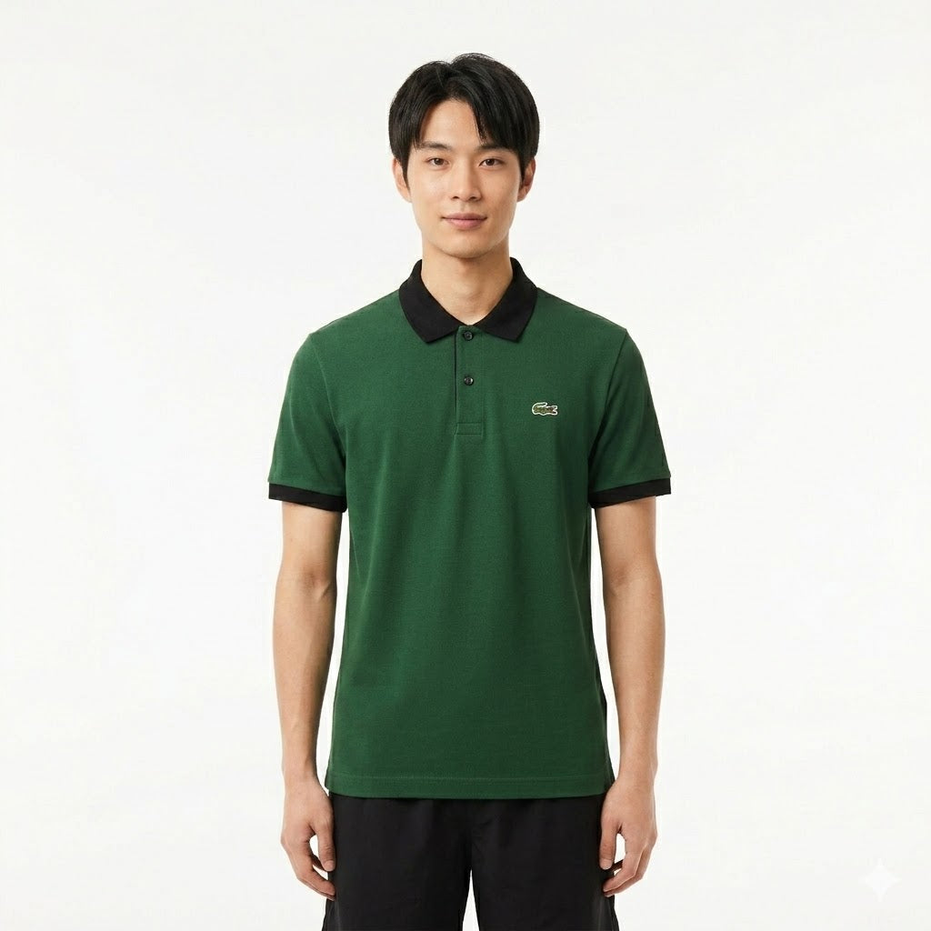 Camisa Polo Lacoste Piquet Bicolor com Gola Contrastante
