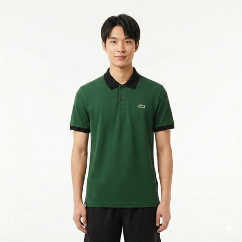 Camisa Polo Lacoste Piquet Bicolor com Gola Contrastante