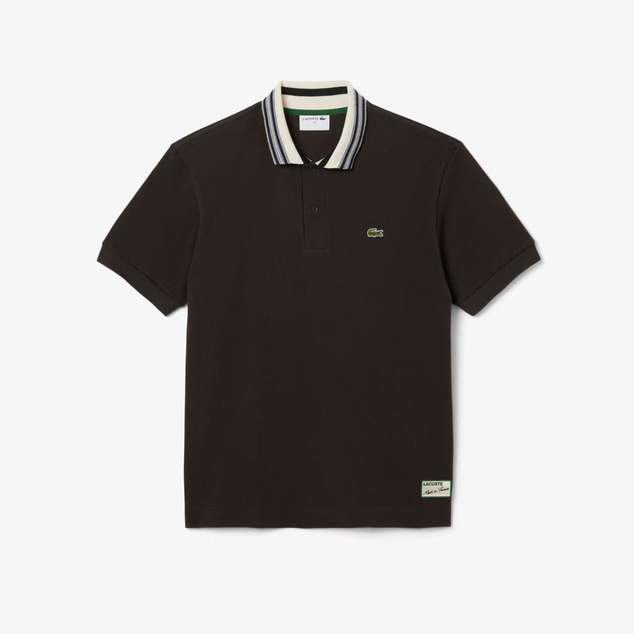 Polo Masculina Classic Fit com Gola Listrada – Made in France