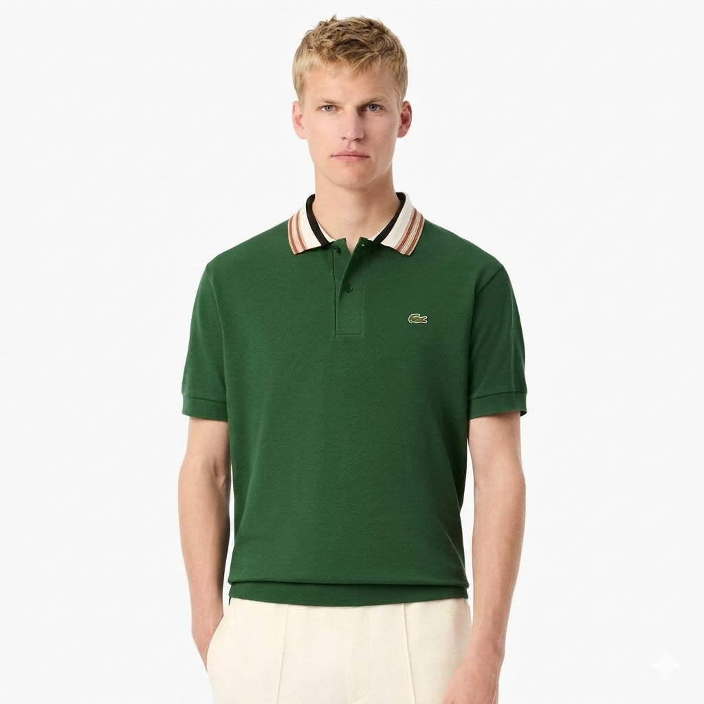 Polo Masculina Classic Fit com Gola Listrada – Made in France